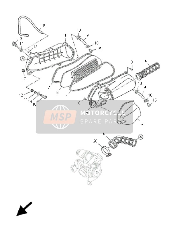 Yamaha YP125R X-MAX 2007 Intake 2 for a 2007 Yamaha YP125R X-MAX